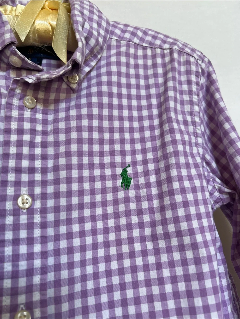 Ralph Lauren Kids Lavender and White Gingham Button-Down Shirt